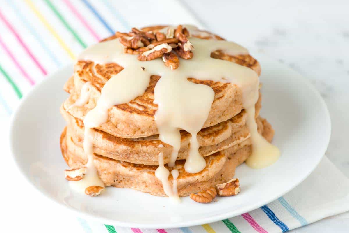 Cinnamon Pancakes with Cinnamon Roll Glaze