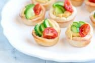 Easy Hummus Cups With Cucumber and Tomato