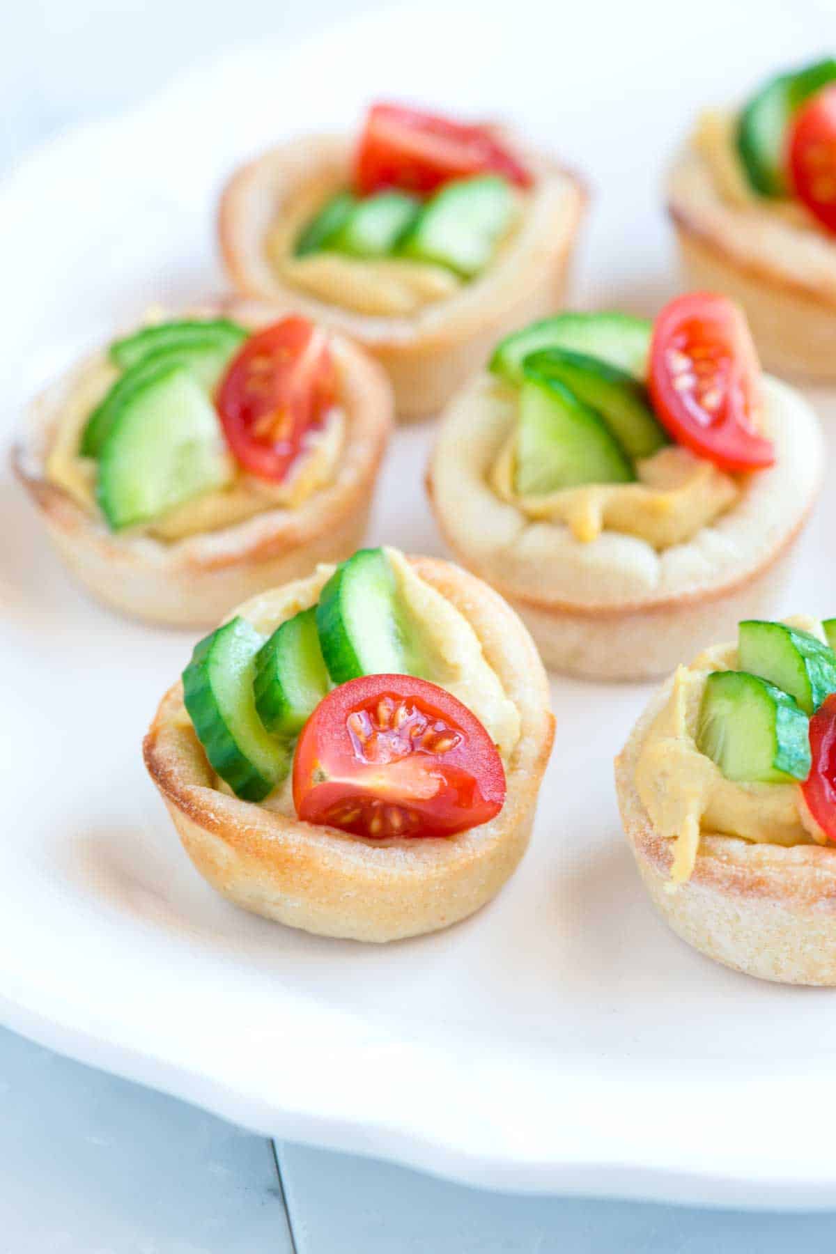 Easy Hummus Cups With Cucumber and Tomato