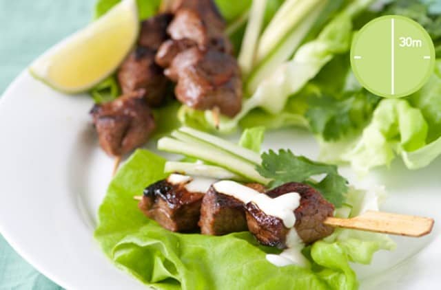 Honey Sriracha Beef Skewers