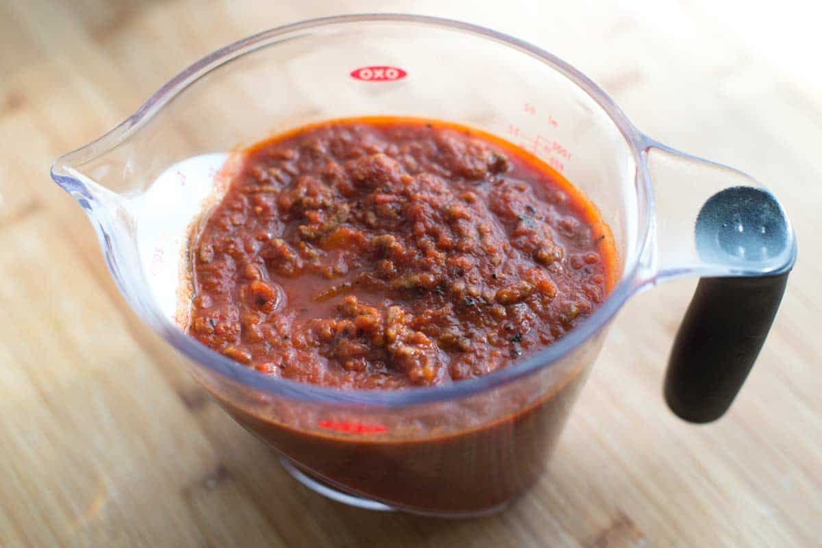 Lasagna Meat Sauce made with Sausage and Beef