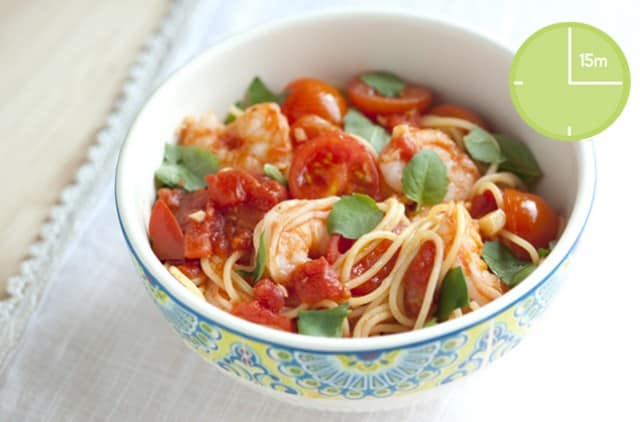 Shrimp Pasta with Tomato and Basil