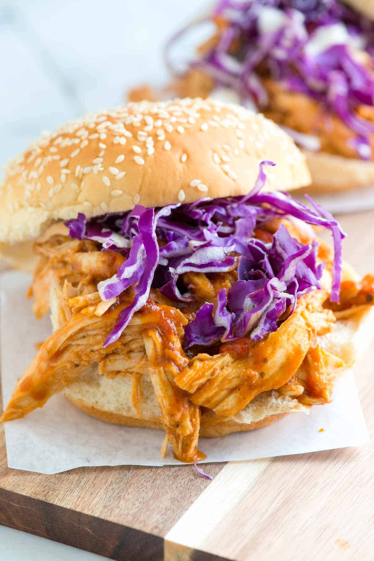 Making Our Tangy Shredded Chicken Sandwiches