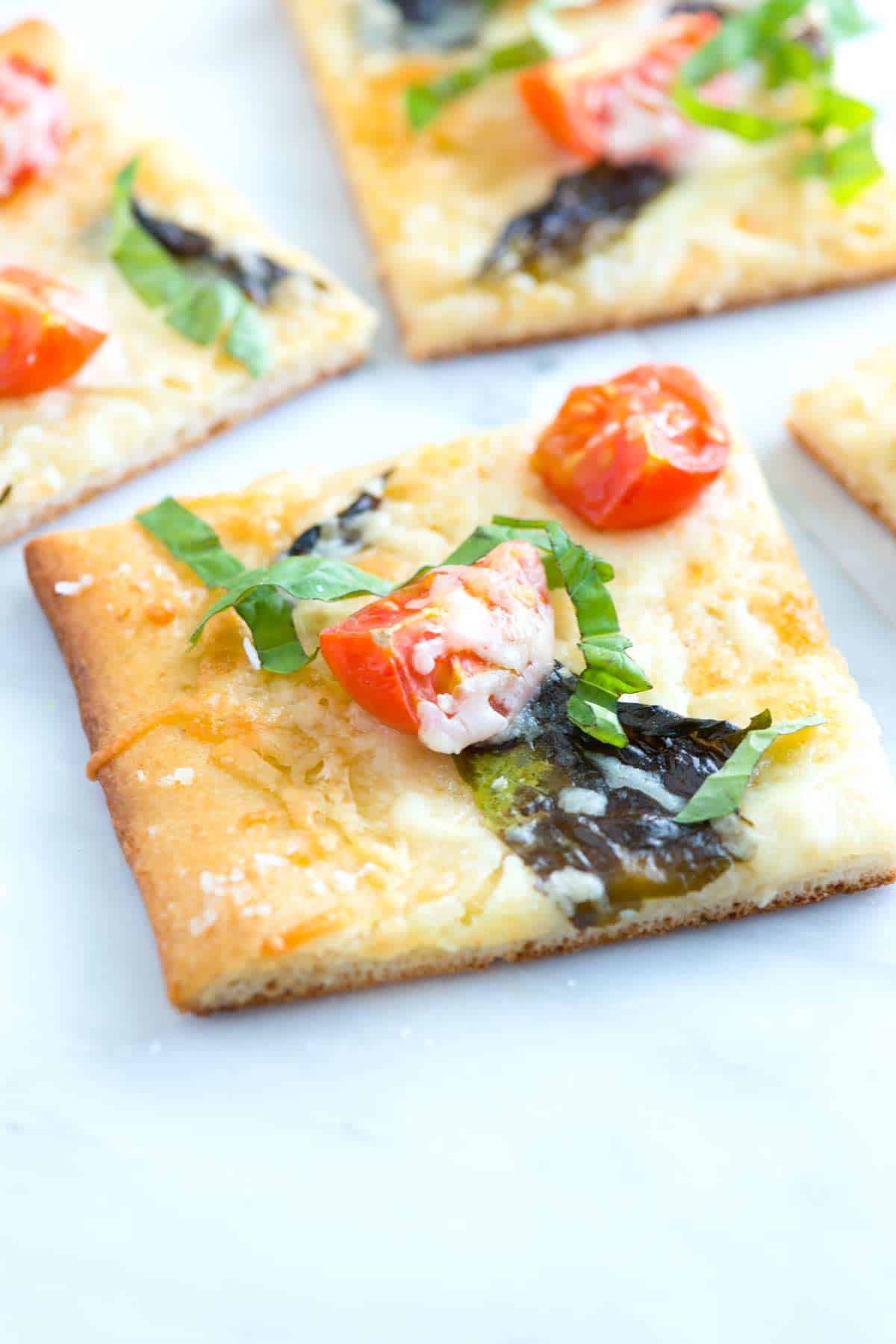 30 Minute Tomato Basil Pizza with a Sea Salt Crust