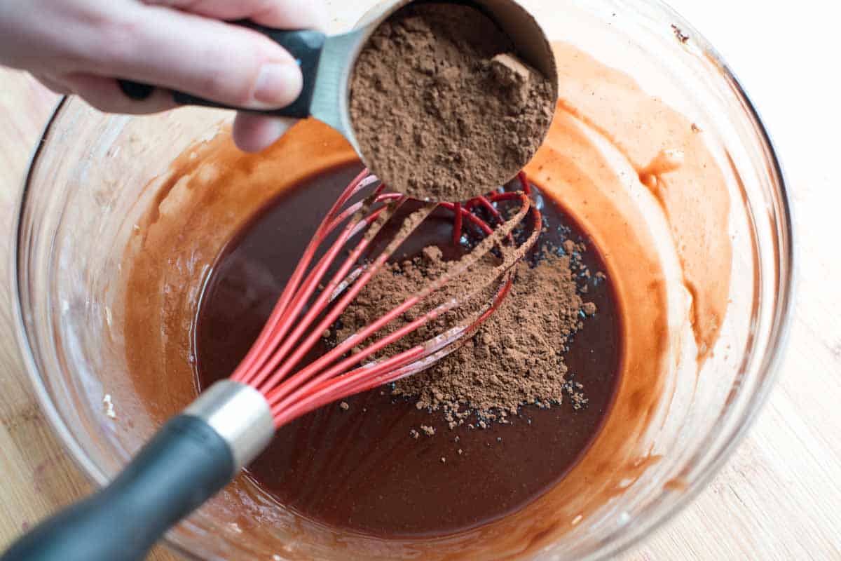 Easy Double Chocolate Sour Cream Cupcakes Recipe Making the frosting