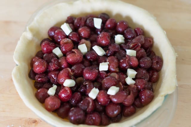 How to make cherry pie - cherry pie filling in a pie crust.