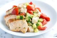 Lemon Chicken Breast Recipe with Cucumber Feta Salad