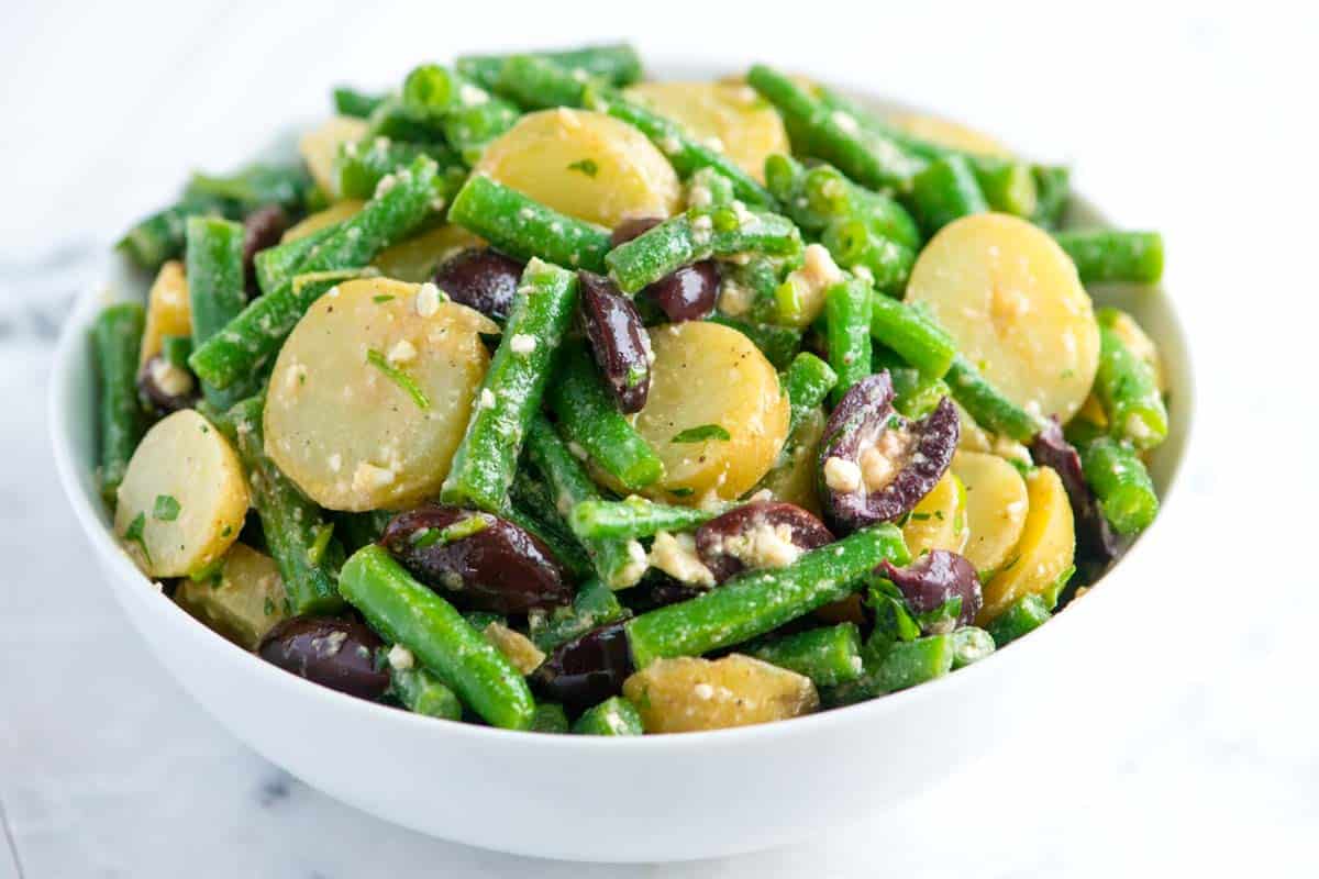 Green Bean Potato Salad Recipe with Feta and Olives