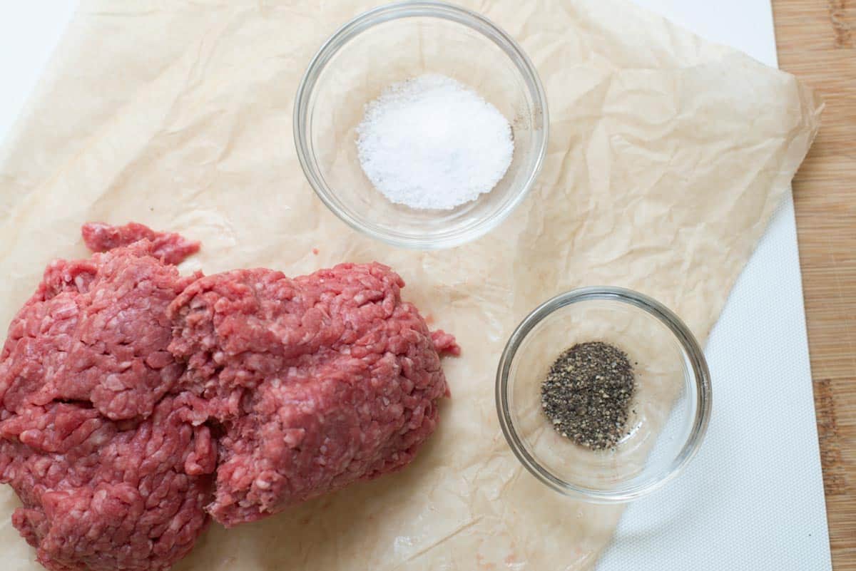 Ground meat, salt and pepper