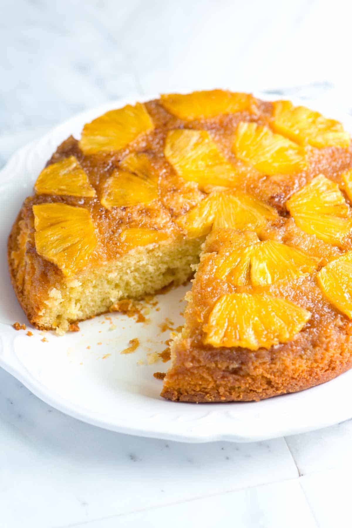 Pineapple Upside Down Cake with Fresh Pineapple