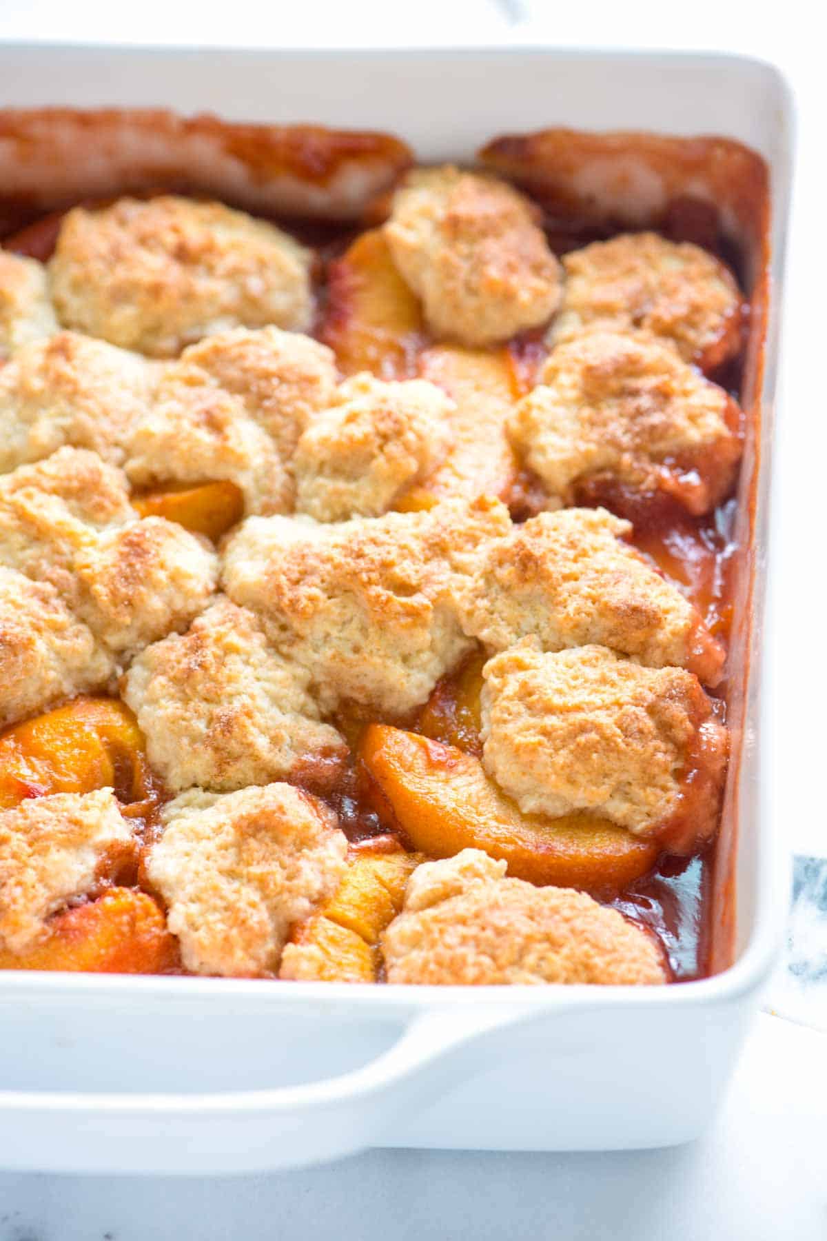 Easy Peach Cobbler Recipe with Biscuit Top