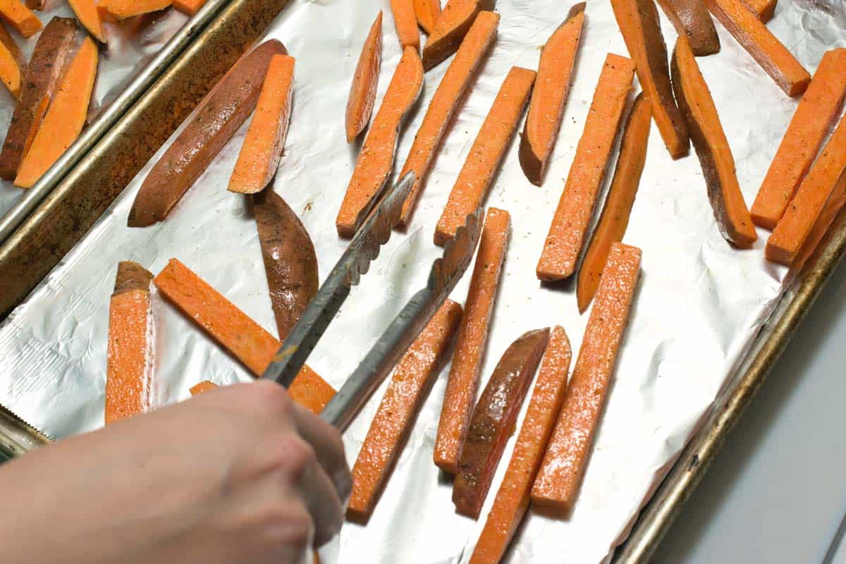 Baking sweet potato fries