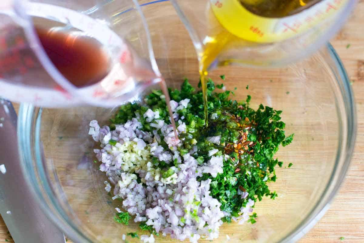 Chimichurri Sauce Making Chimichurri Sauce for Chicken