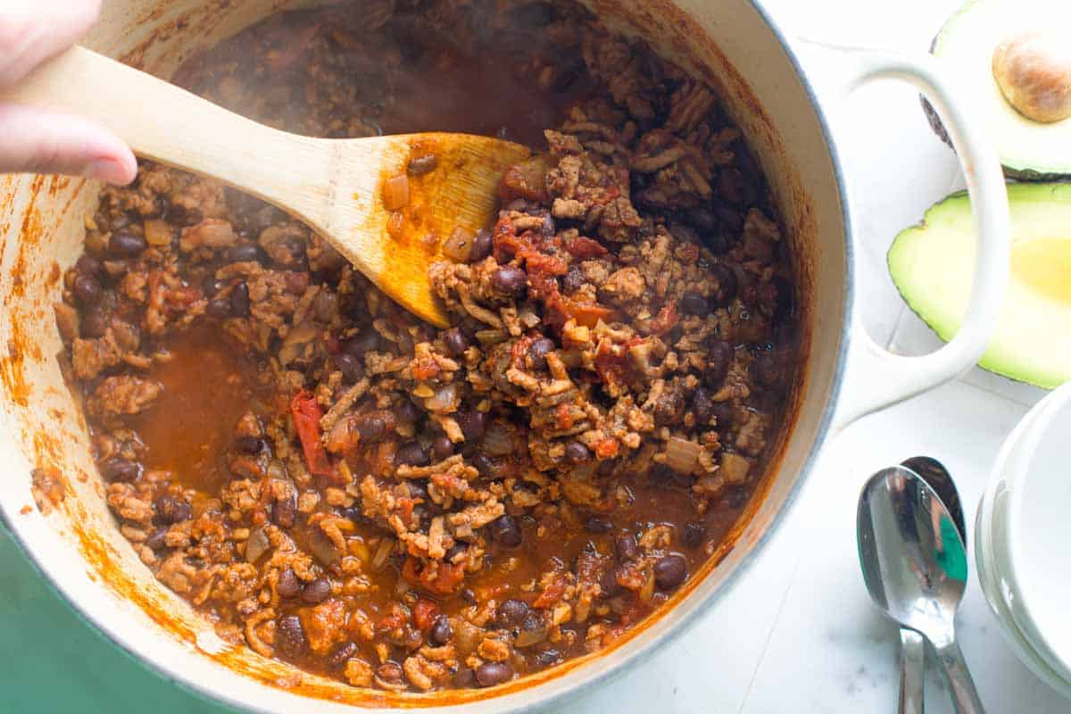 A pot of Turkey Chili