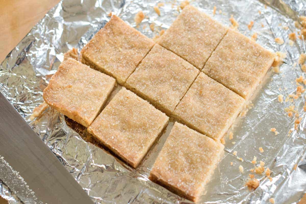 Shortbread cookies on foil