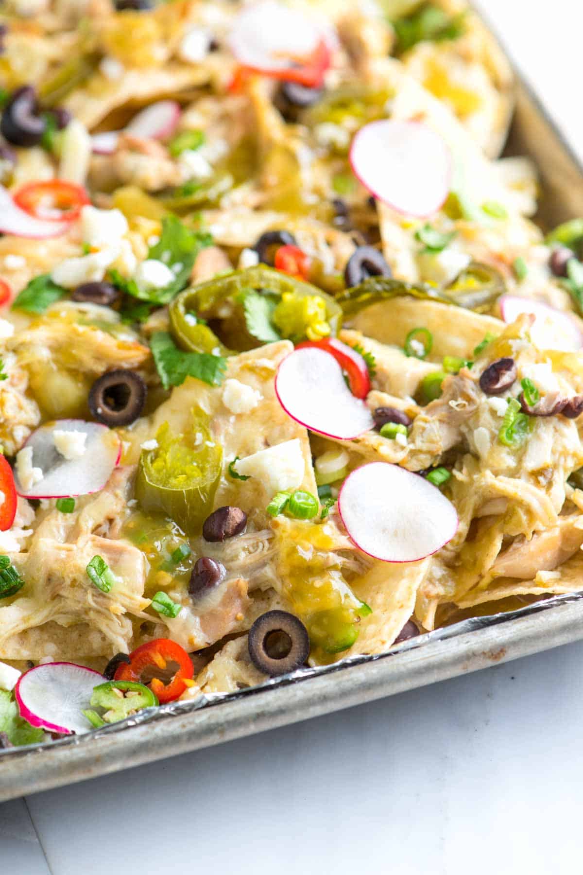 Loaded Nachos with Chicken and Lots of Toppings