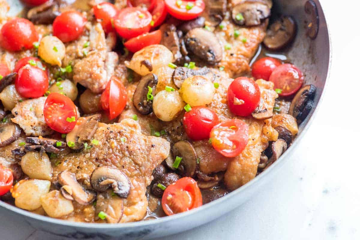 Easy One Pan Chicken Thigh Marsala Recipe.