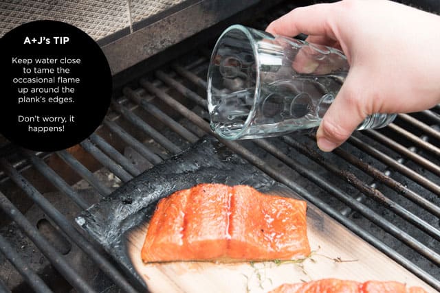 How to Grill Salmon Using a Cedar Plank How to Make Cedar Plank Salmon: Dealing with flare ups, keep a glass of water near by