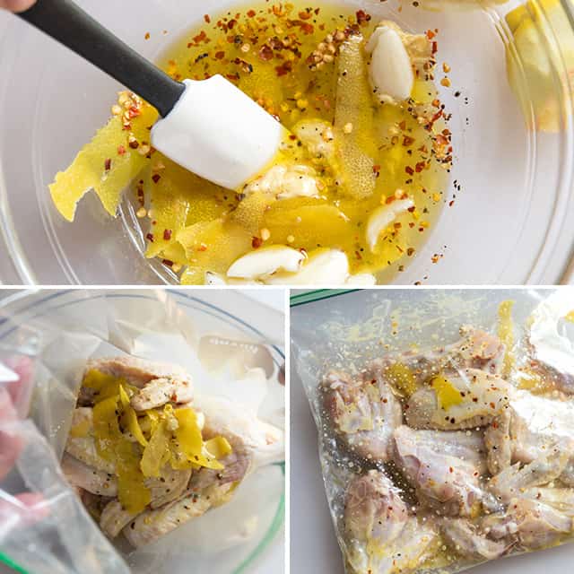 Parmesan dusted lemon garlic chicken wings are a must try with an easy lemon garlic marinade. From inspiredtaste.net | @inspiredtaste #grilling #chicken #wings Making Lemon Chicken Marinade