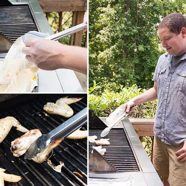 Parmesan dusted lemon garlic chicken wings are a must try with an easy lemon garlic marinade. From inspiredtaste.net | @inspiredtaste #grilling #chicken #wings Grilling the wings