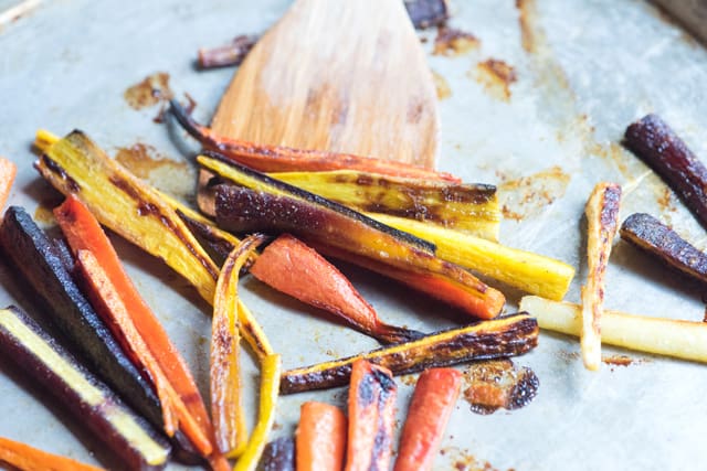 Carrots that have been roasted until browned and tender