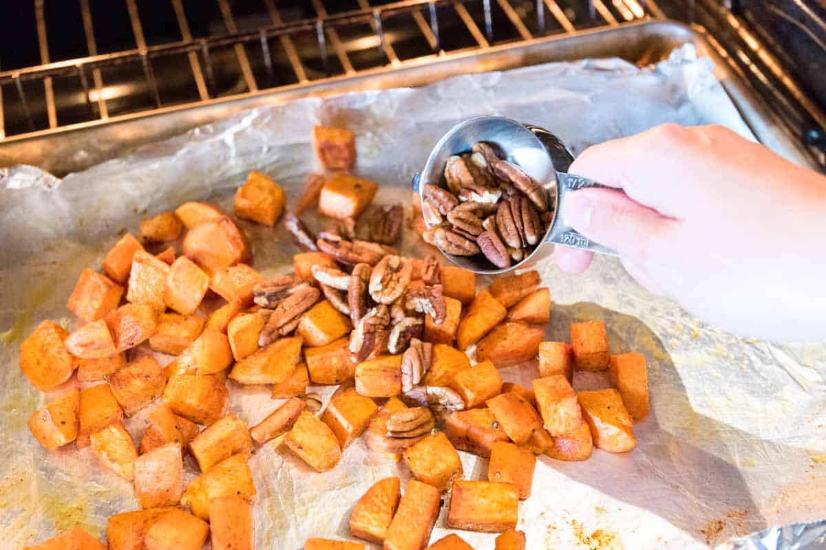 Roasting sweet potatoes