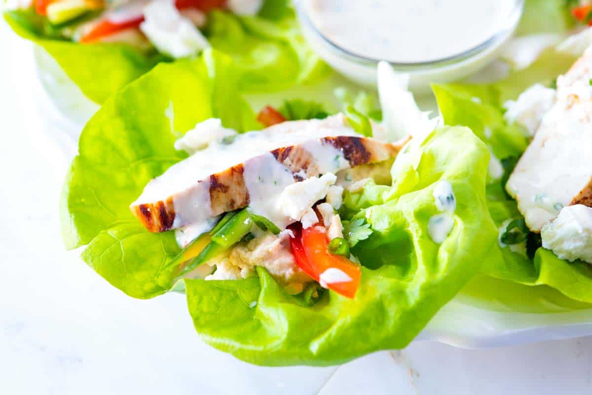 Honey Dijon Chicken and Hummus Lettuce Wraps