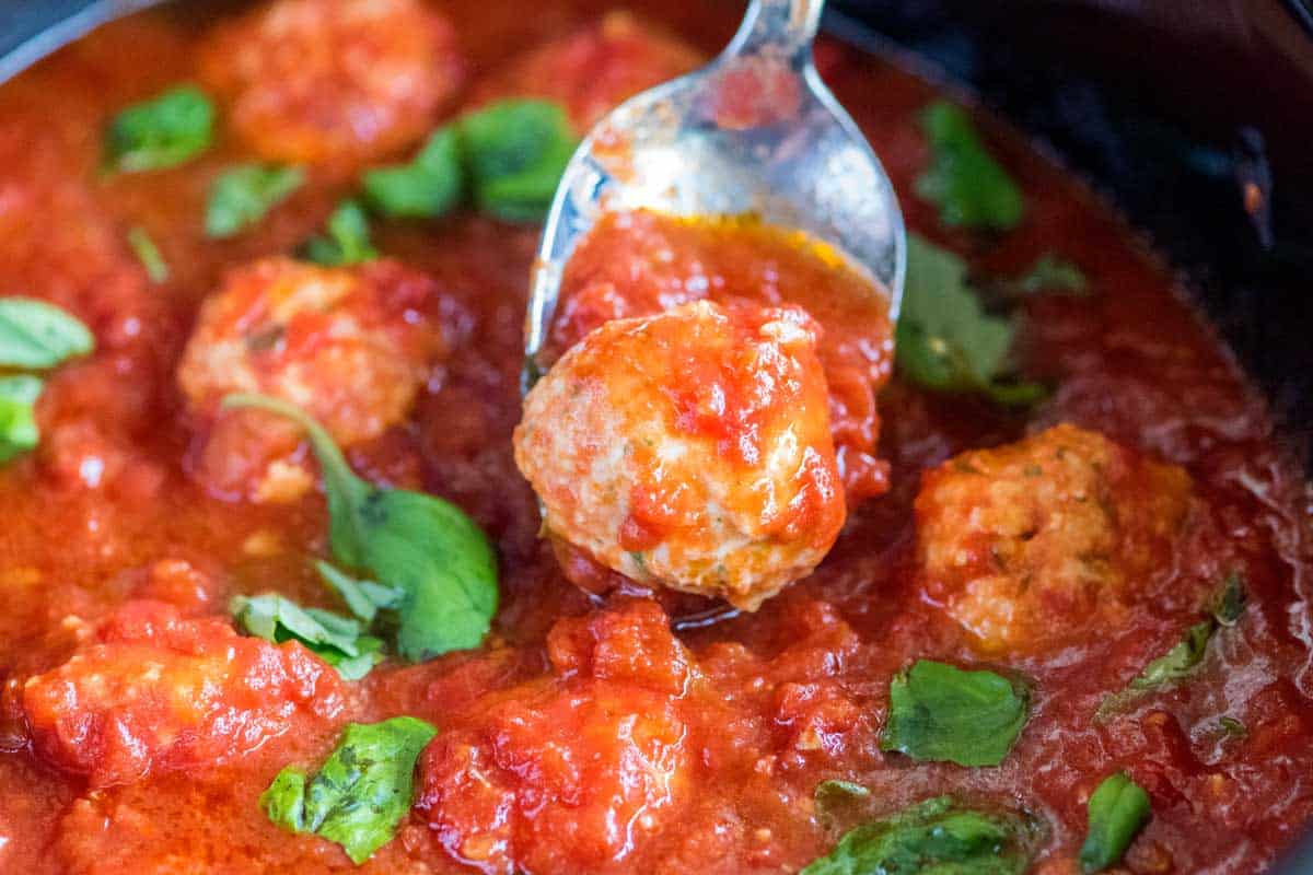 Easy Slow Cooker Chicken Meatballs