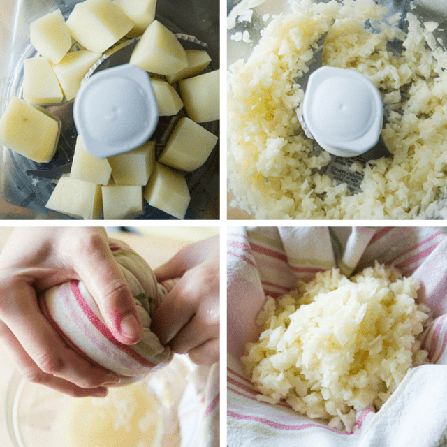 How to Make Homemade Tater Tots (baked not fried) Cooking, processing, and wringing out the potatoes