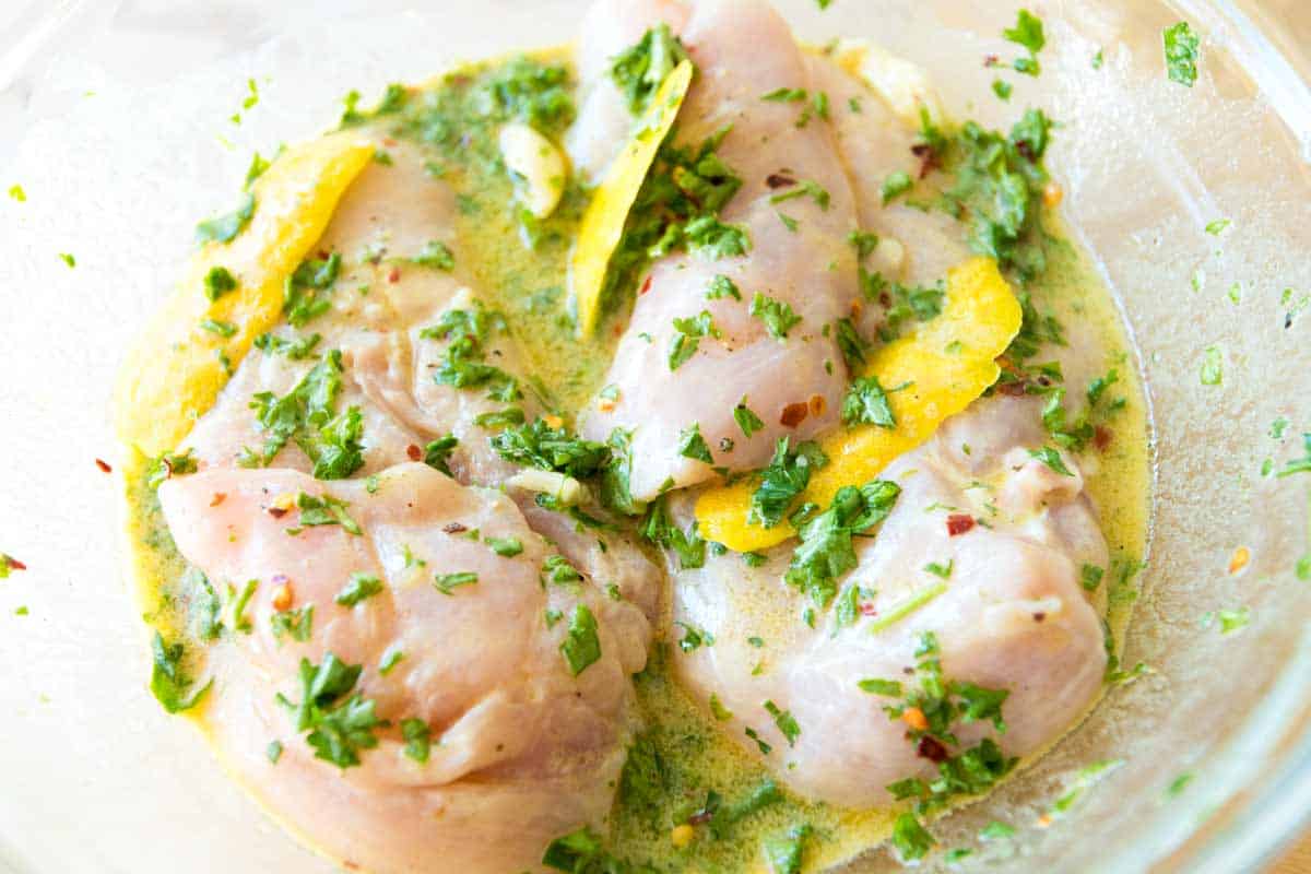 Marinate the chicken for juicy baked chicken breasts