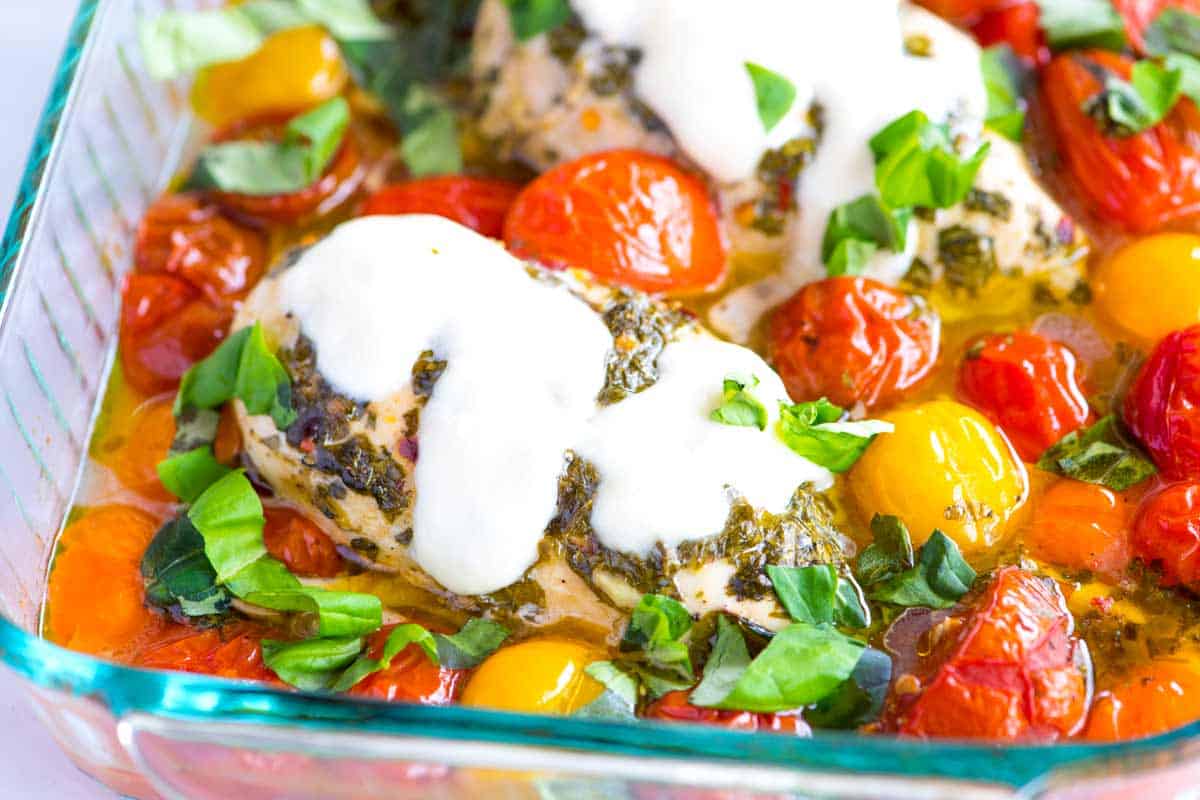 Garlic Basil Baked Chicken Breast Recipe with Tomatoes Tomato Basil Baked Chicken Breasts