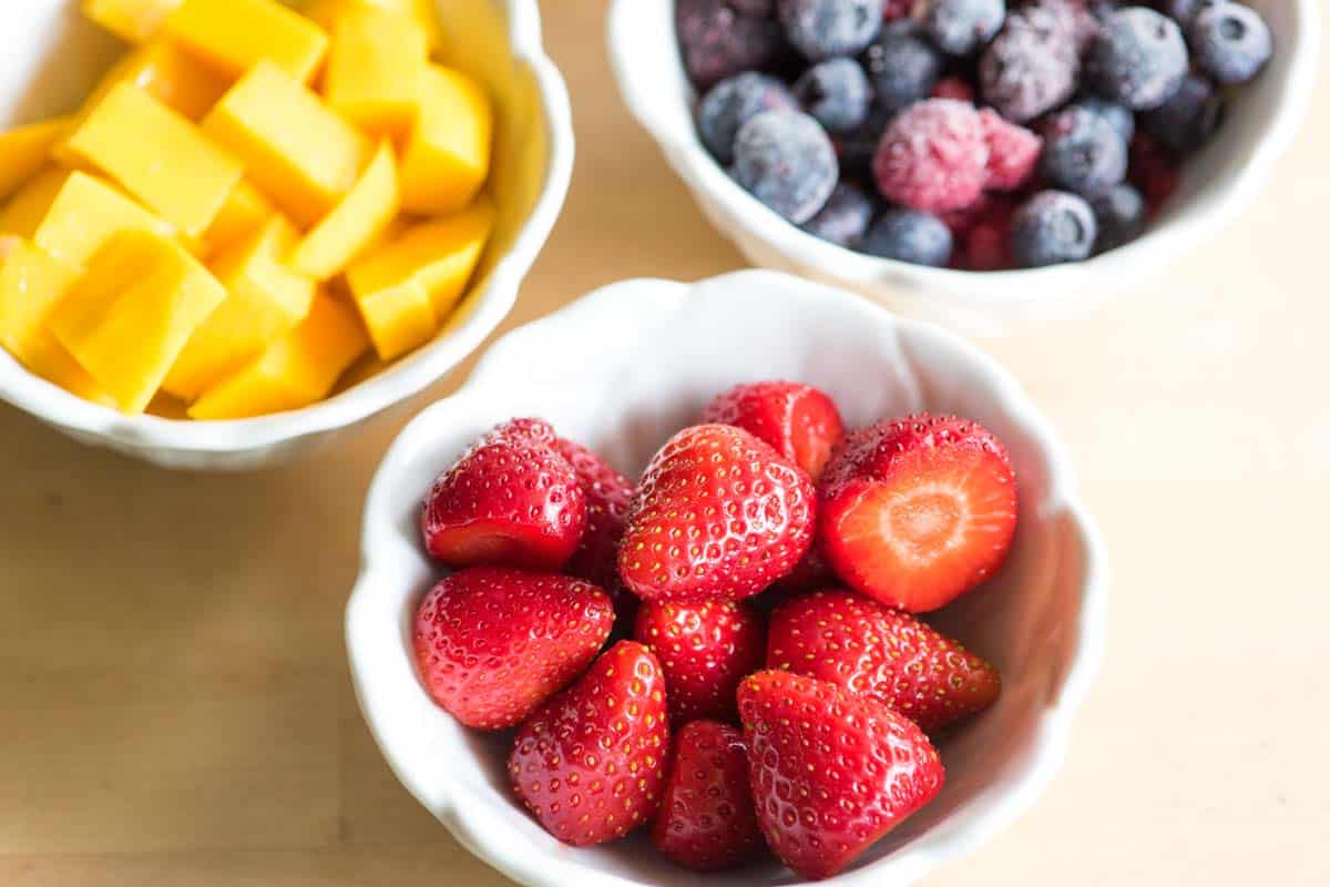 Fruit ready to be added to banana smoothies