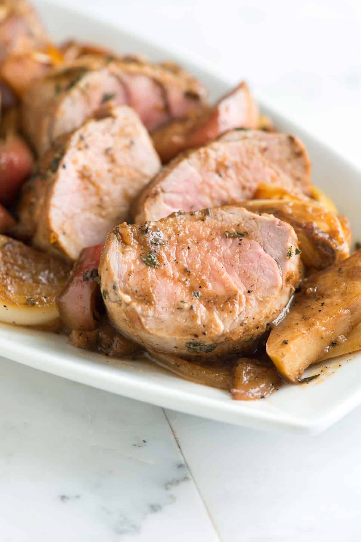 Perfect Roasted Pork Tenderloin With Apples,Coconut Rice