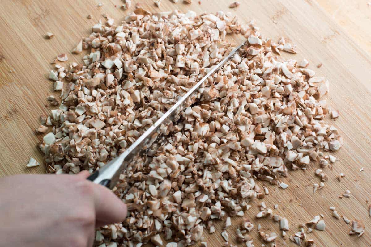 Chopped mushrooms for the best turkey meatloaf