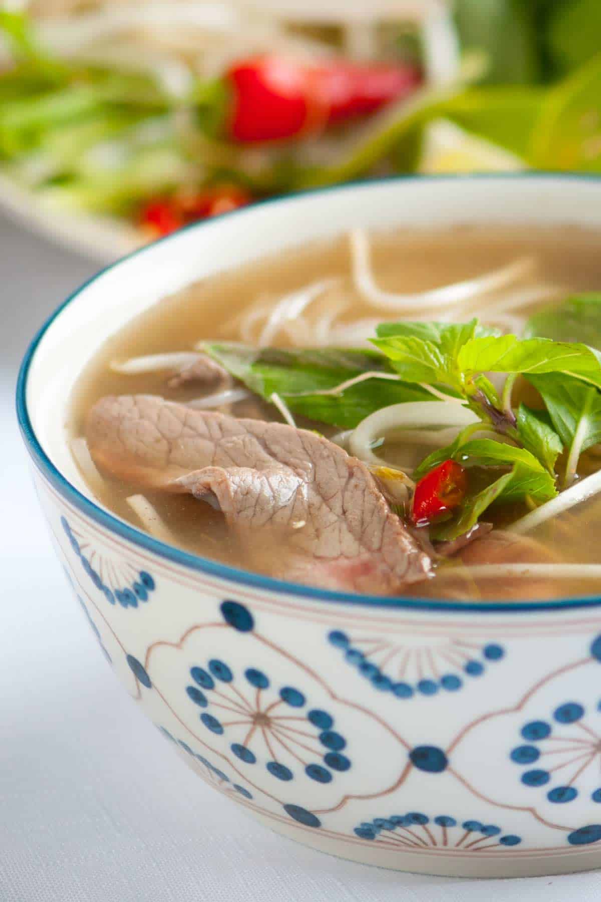 A Bowl of Homemade Pho Soup (Vietnamese Beef Noodle Soup)