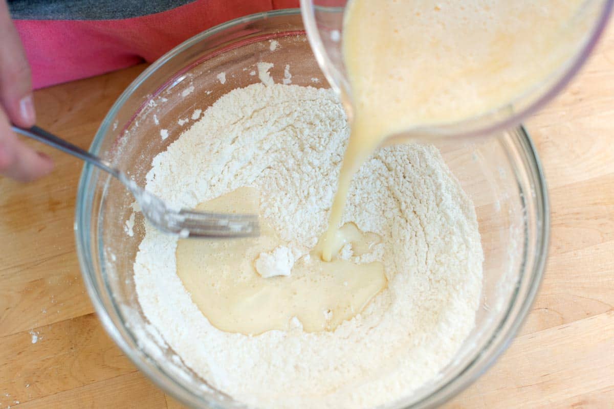 Mixing the pancake batter