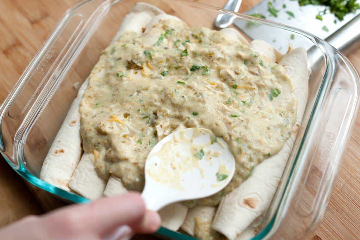 Assembling the enchiladas