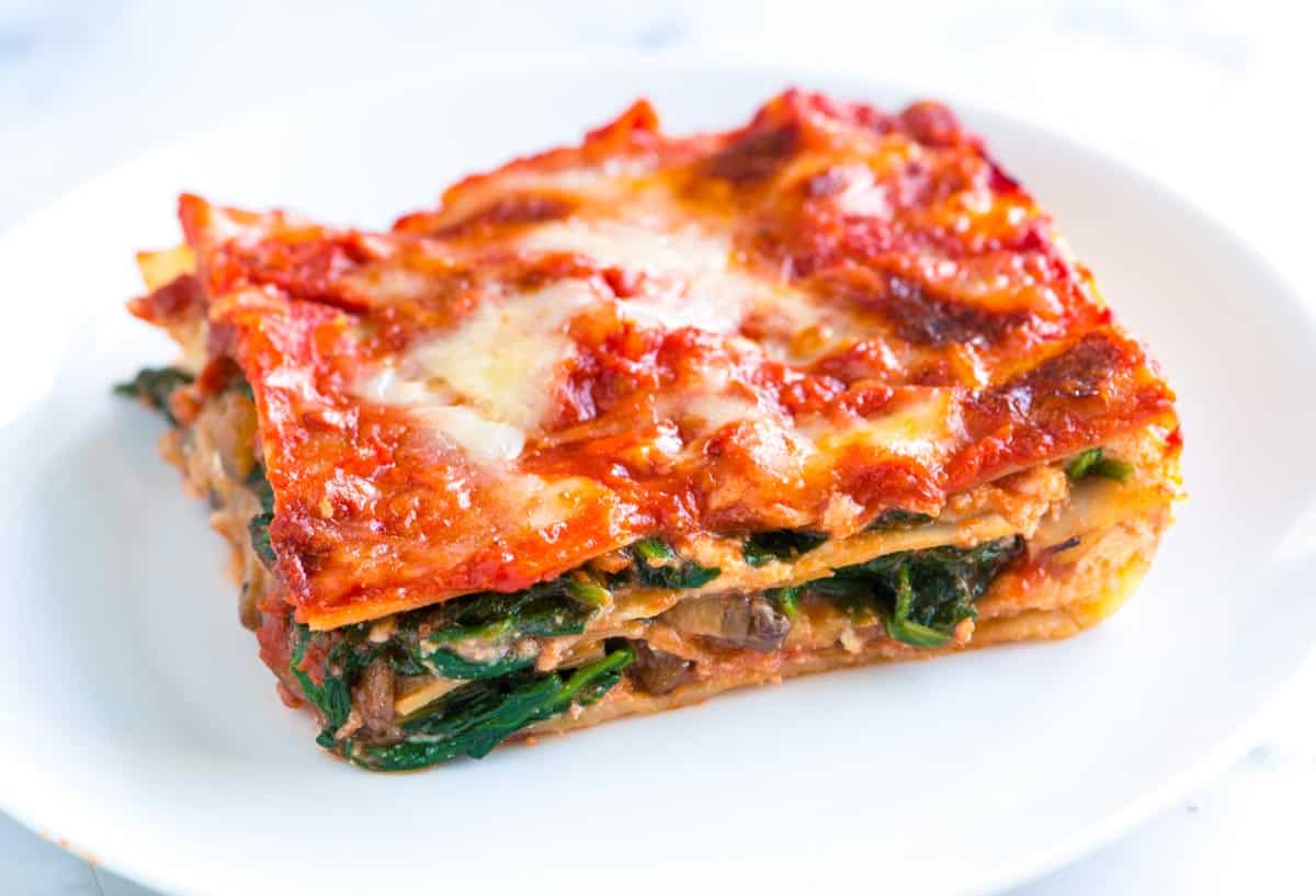 Healthier Spinach Lasagna Recipe with Mushrooms