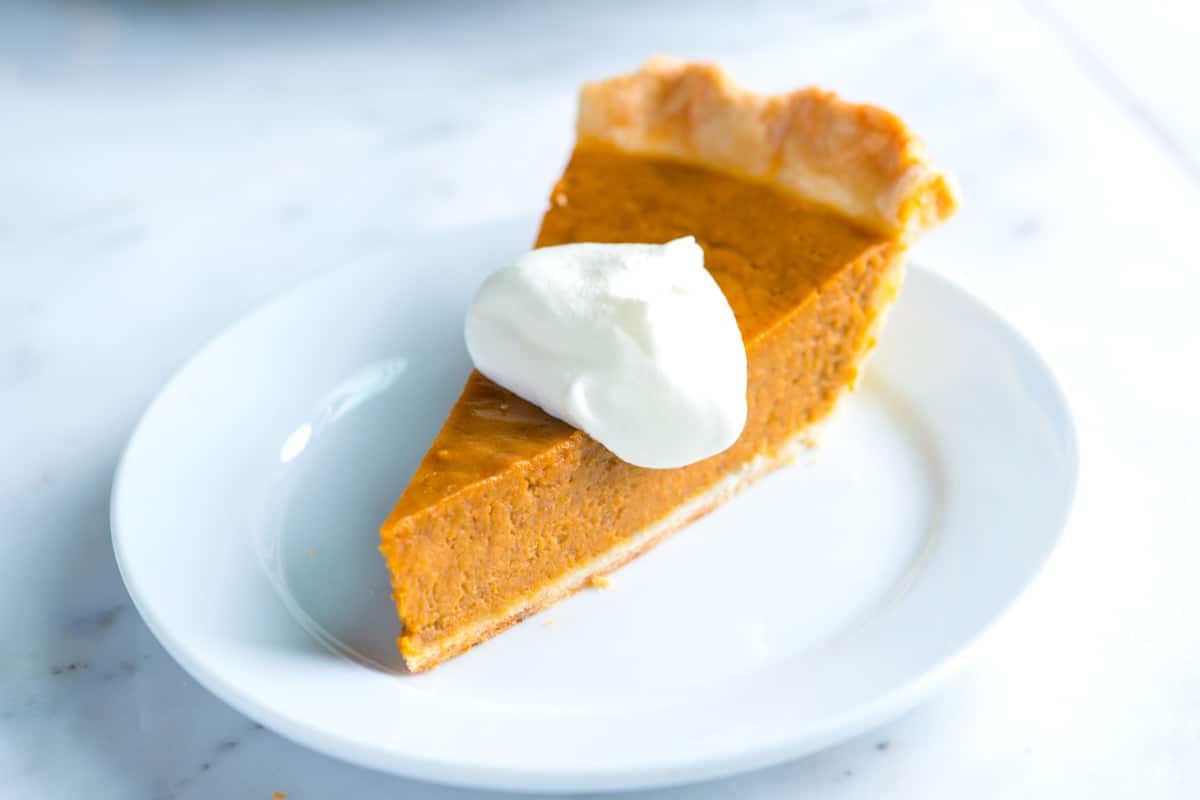 No Fail, Homemade Pumpkin Pie with whipped cream on top