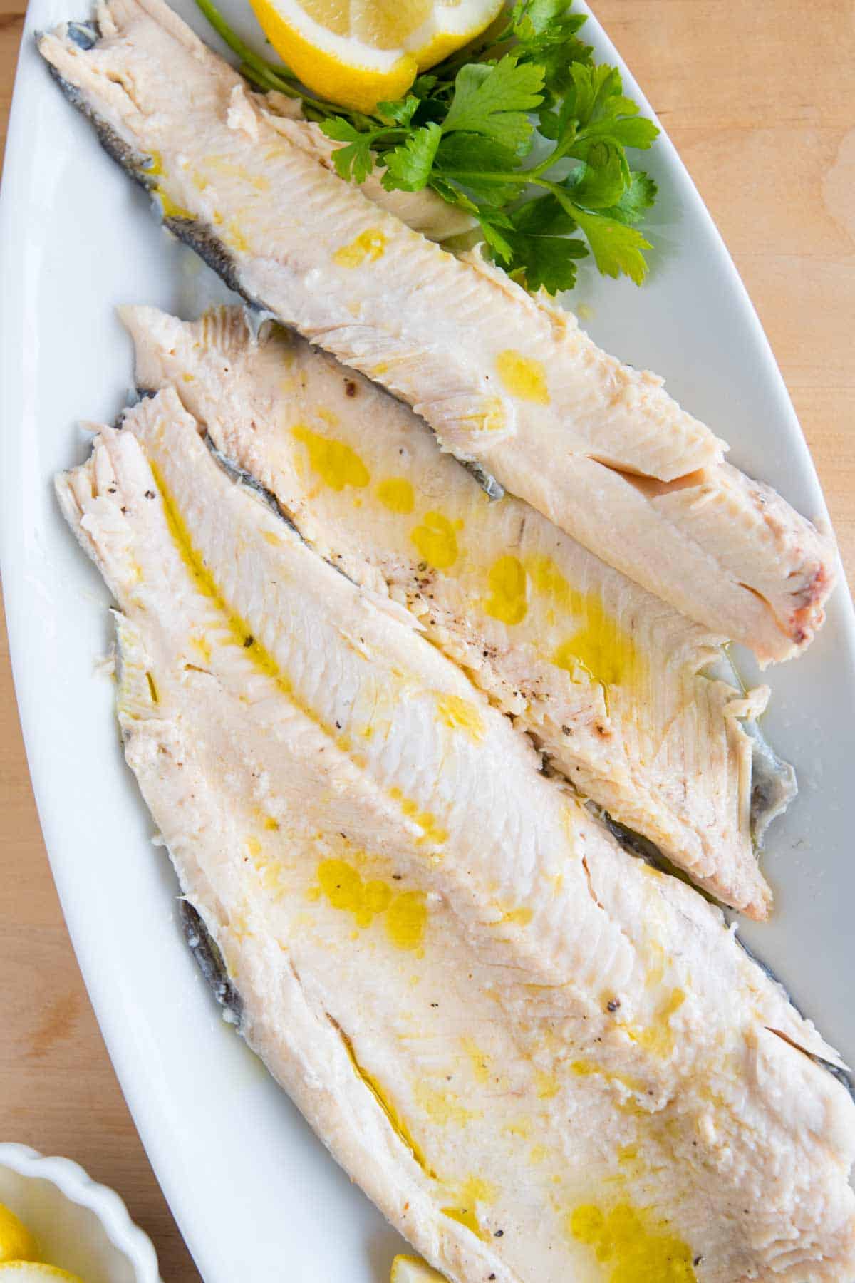 Baked Trout on serving plate