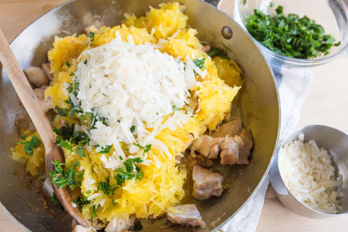 Adding spaghetti squash to chicken