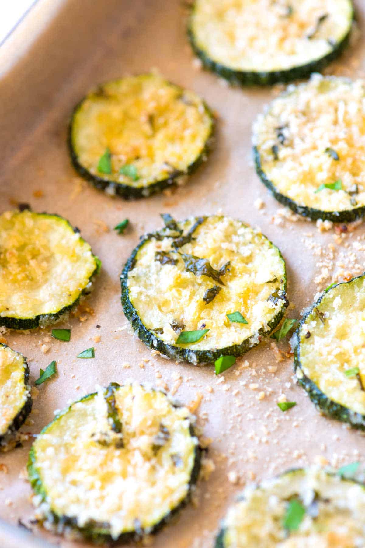 Baked Zucchini Chips with Parmesan Cheese