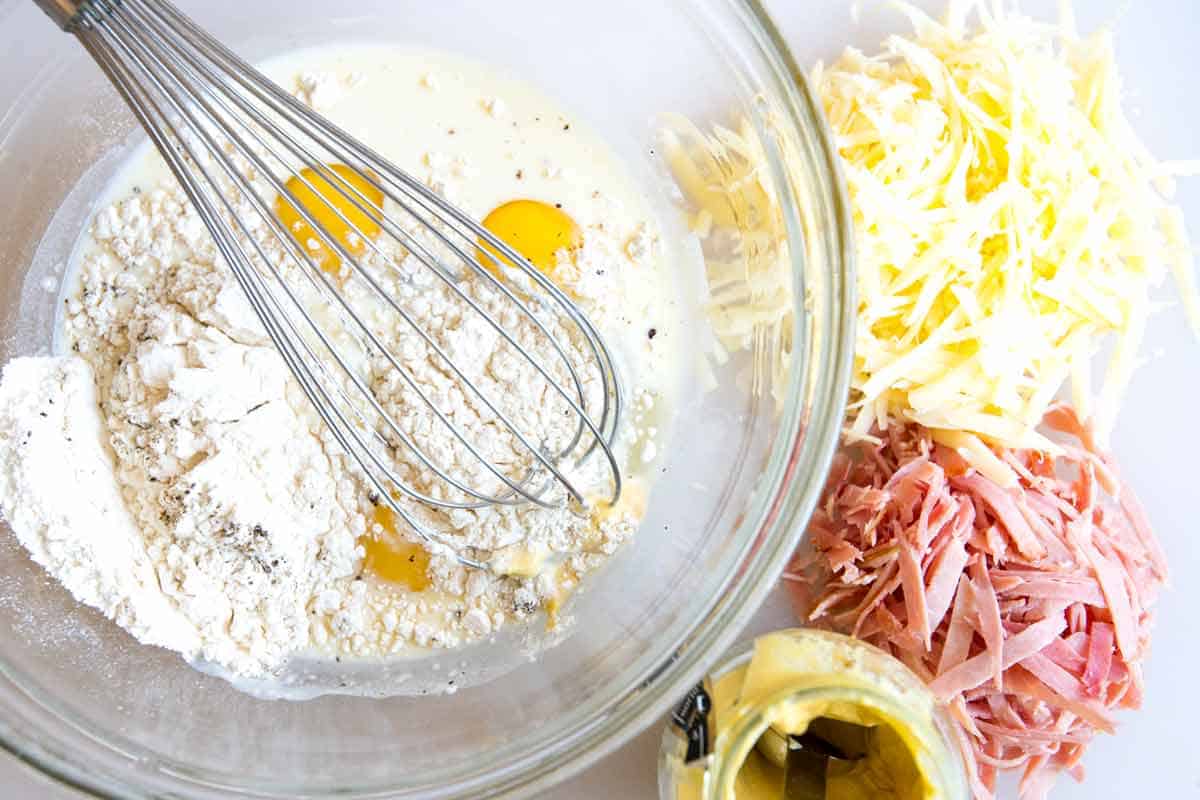 Ham and Cheese Dutch Baby Pancake Recipe How to Make a Ham and Cheese Dutch Baby: Making the batter