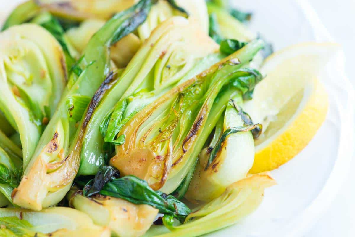 10 Minute Lemon Garlic Sauteed Bok Choy