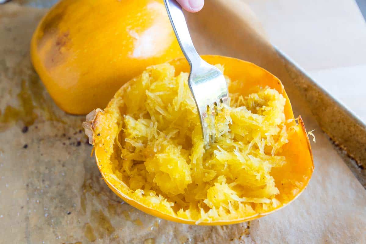 Spaghetti squash cooked in the oven