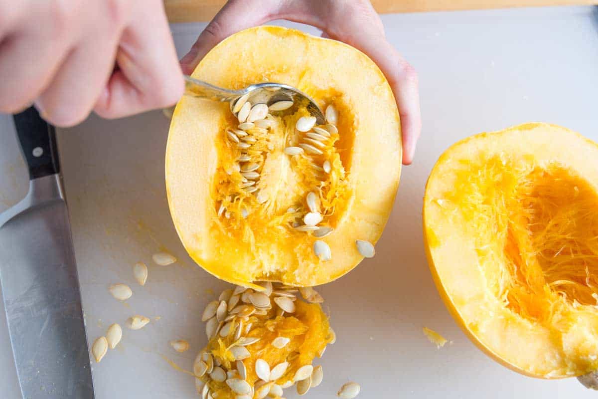 Scooping Out the Spaghetti Squash Seeds