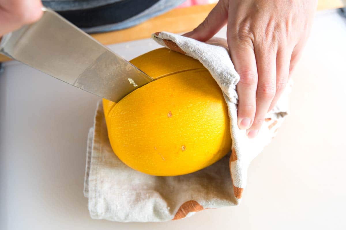 Cutting the squash