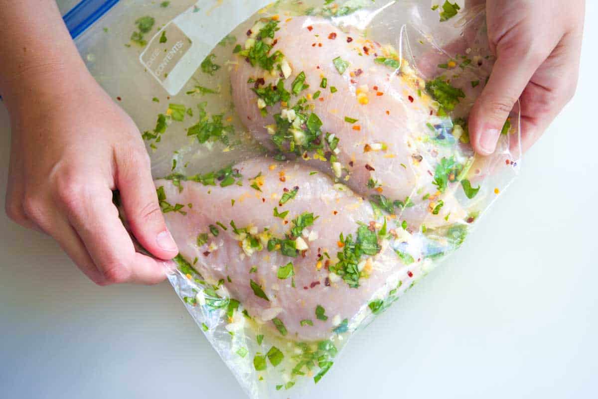 Marinate the chicken breasts