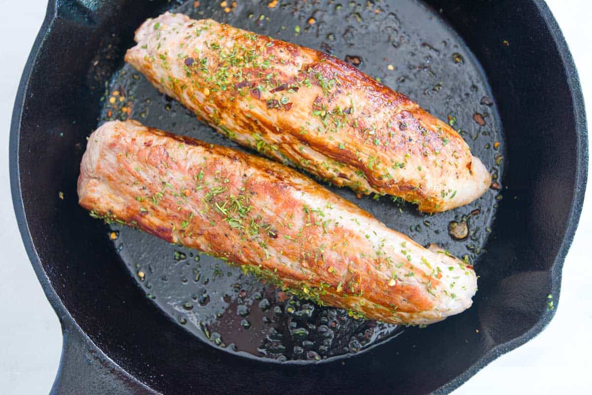 Searing Pork Tenderloin with Herbs