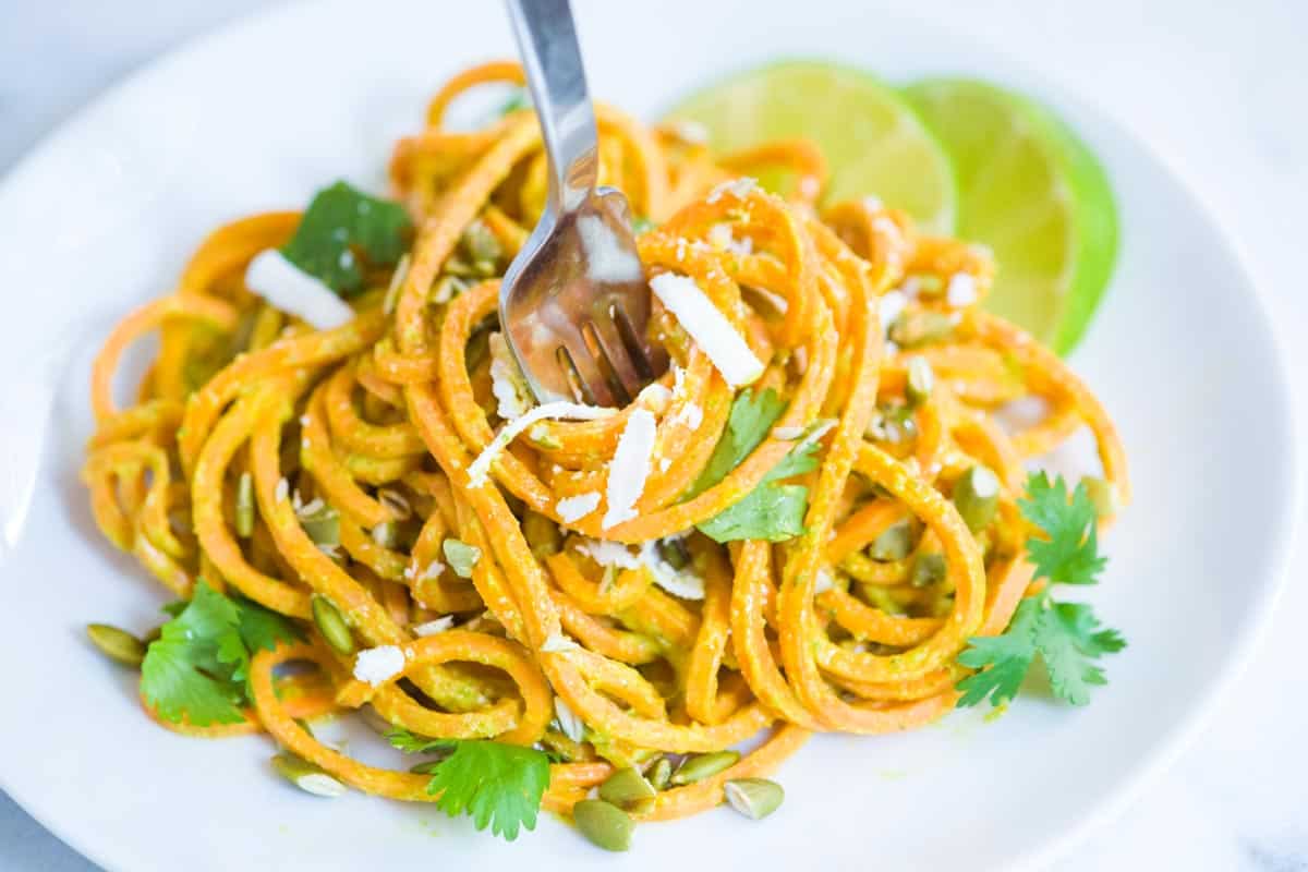 Sweet Potato Noodles with Creamy Avocado Sauce